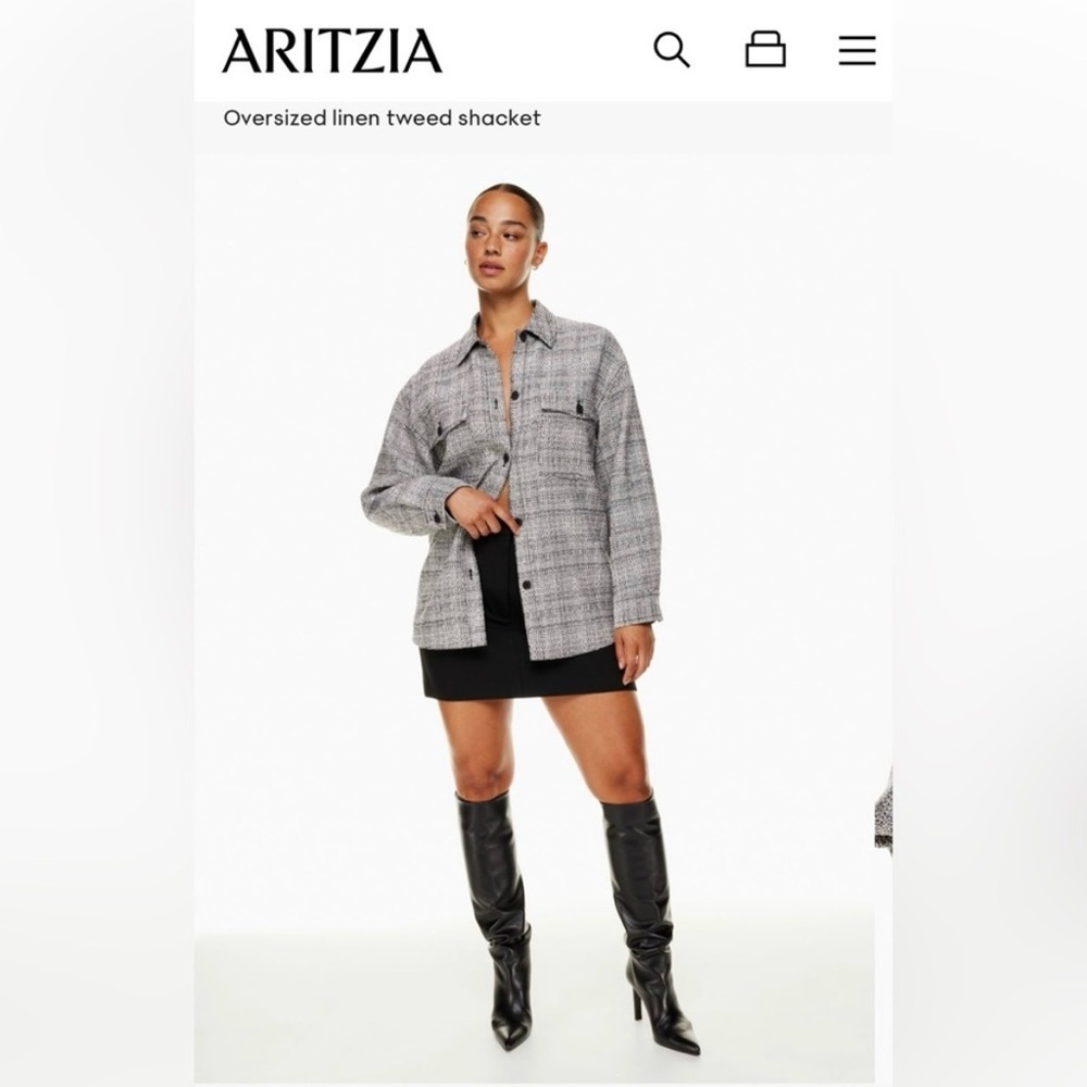 Babaton Monochrome Tweed Oversized Joan Shacket Sz-1 Glamoratti Edgy Academia